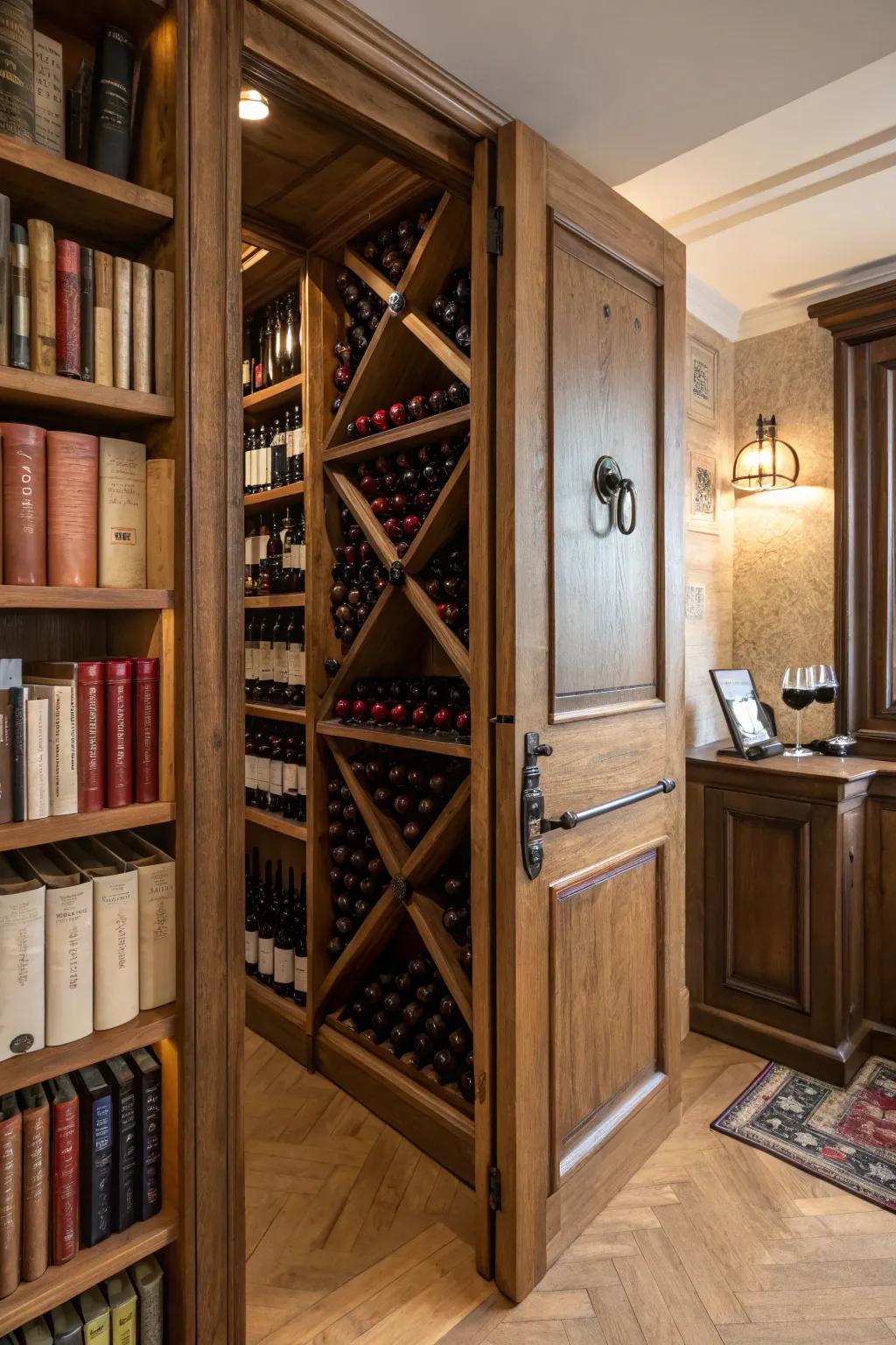A concealed bottle repository introduces enigma and finesse.