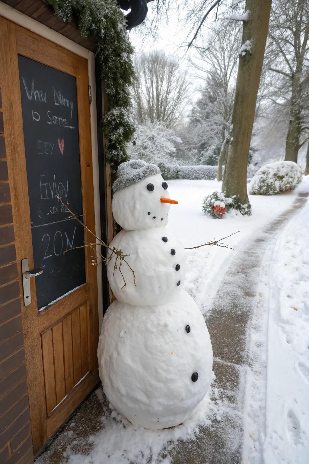 An interactive snowman lets guests leave cheerful messages.