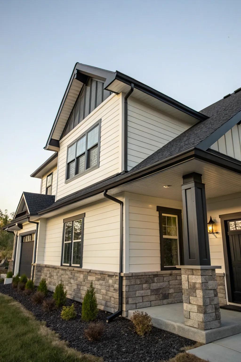 Charcoal and ivory create a sophisticated, elegant exterior.