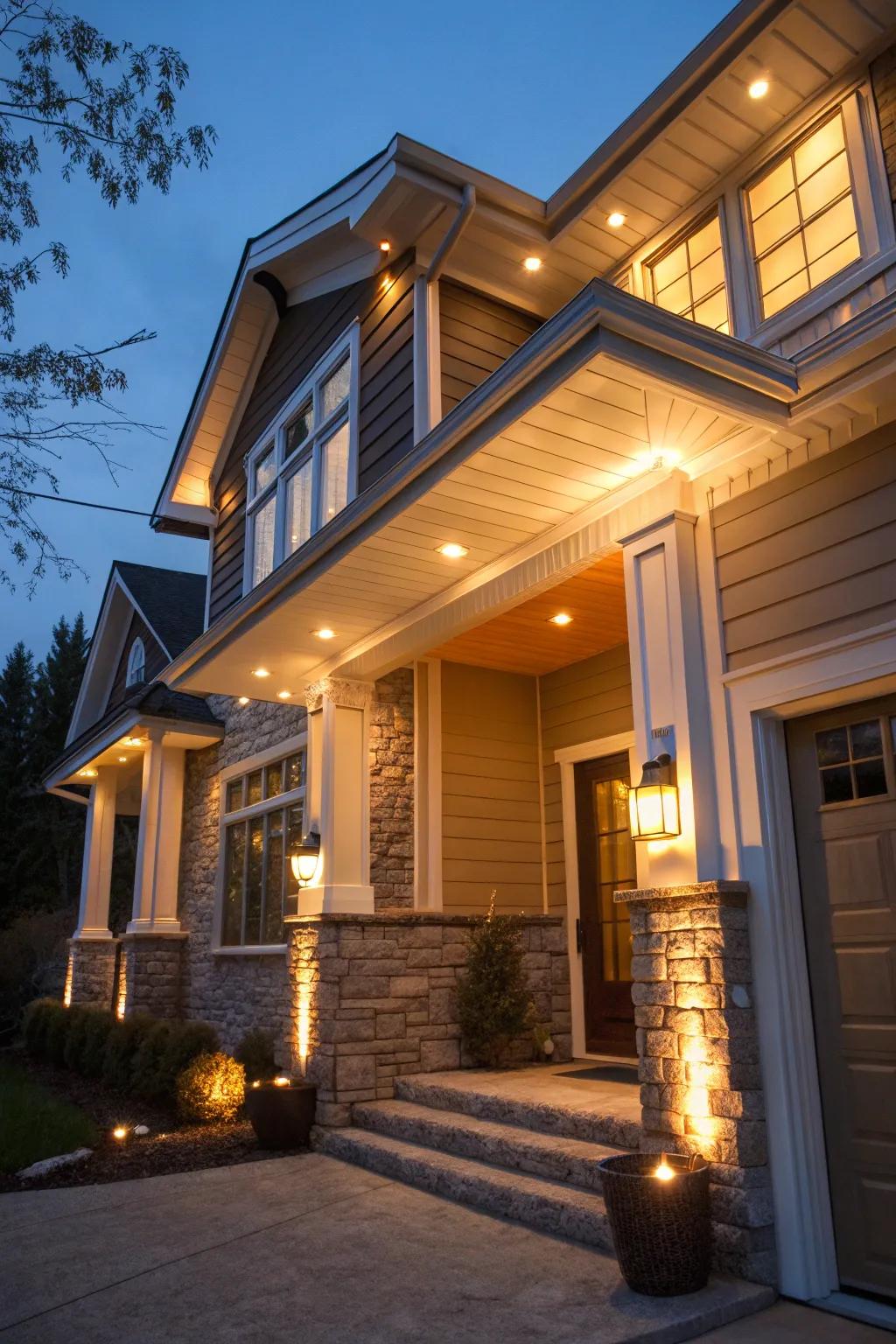 A mix of warm and cool hidden lighting establishes a balanced, unique ambiance.