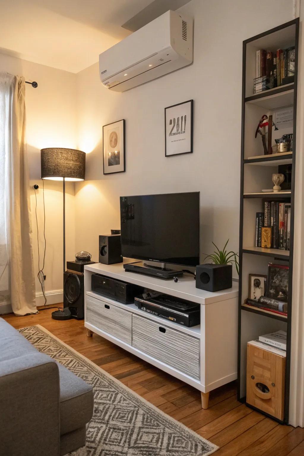 Compact audio bar setup perfect for small areas.