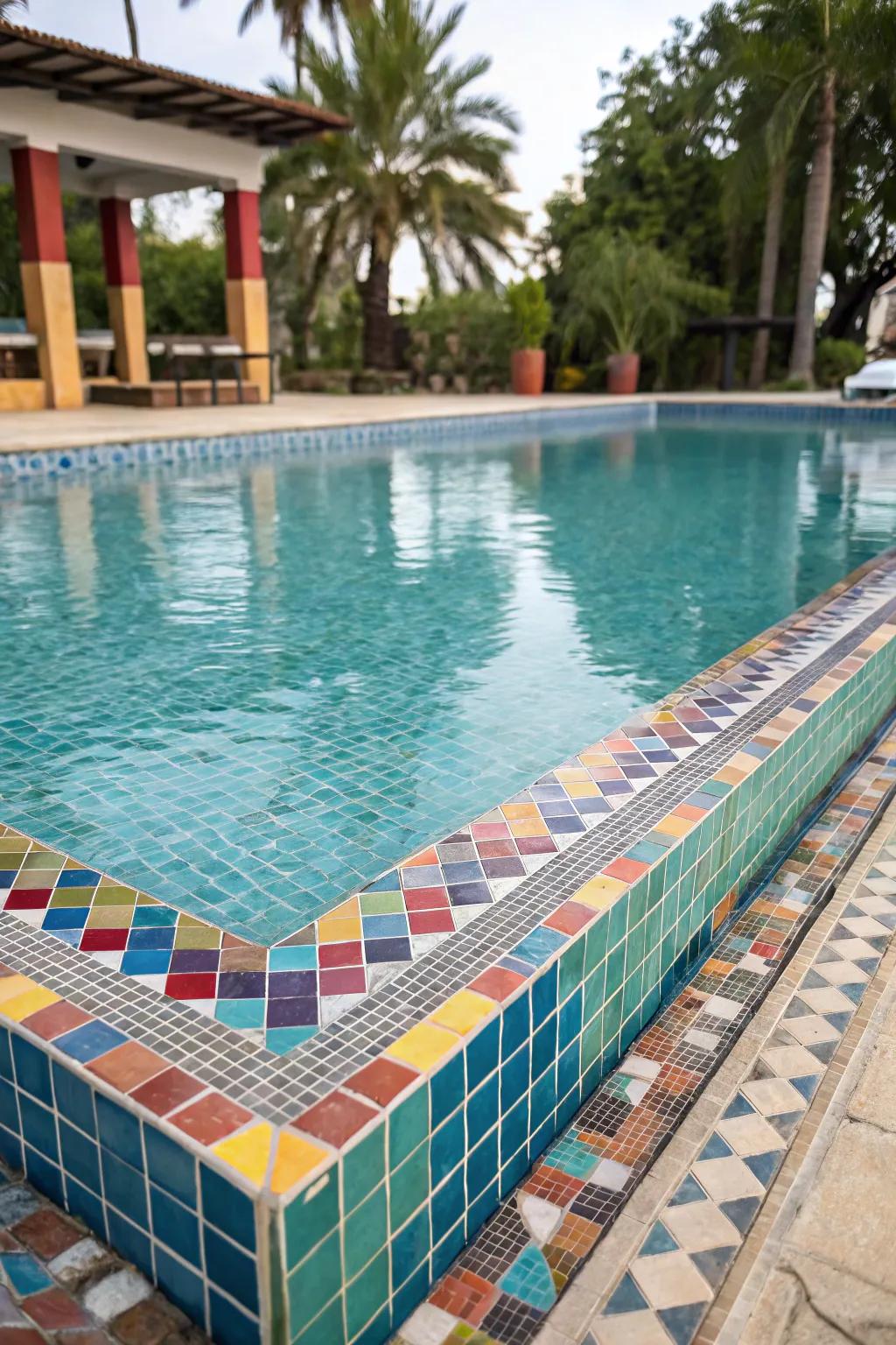 Incorporate a burst of color with a mosaic petite pool.