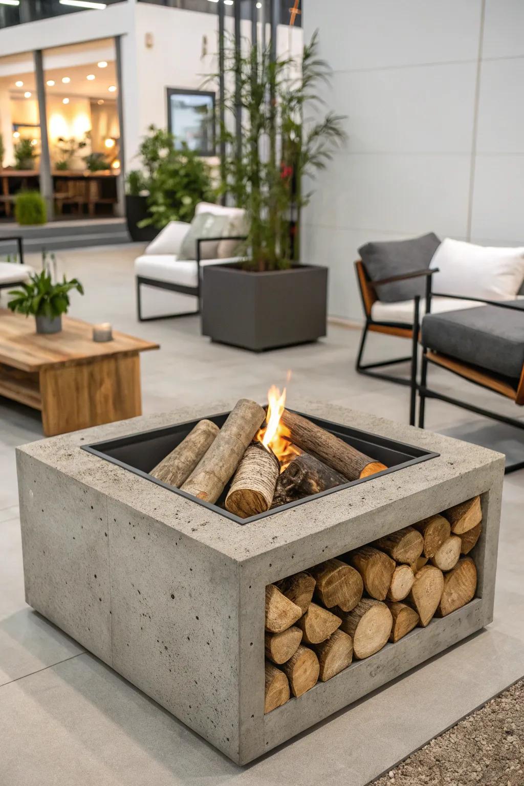 Timber and cement create a stylish contrast.