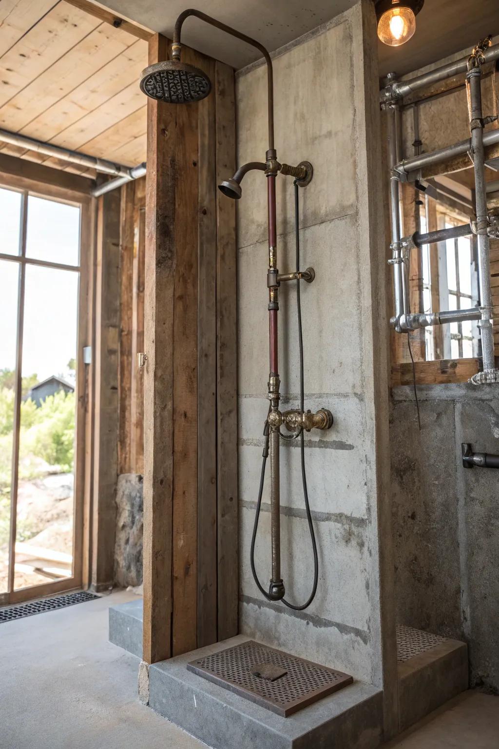 Factory stylish look adds an edgy touch to your shower.