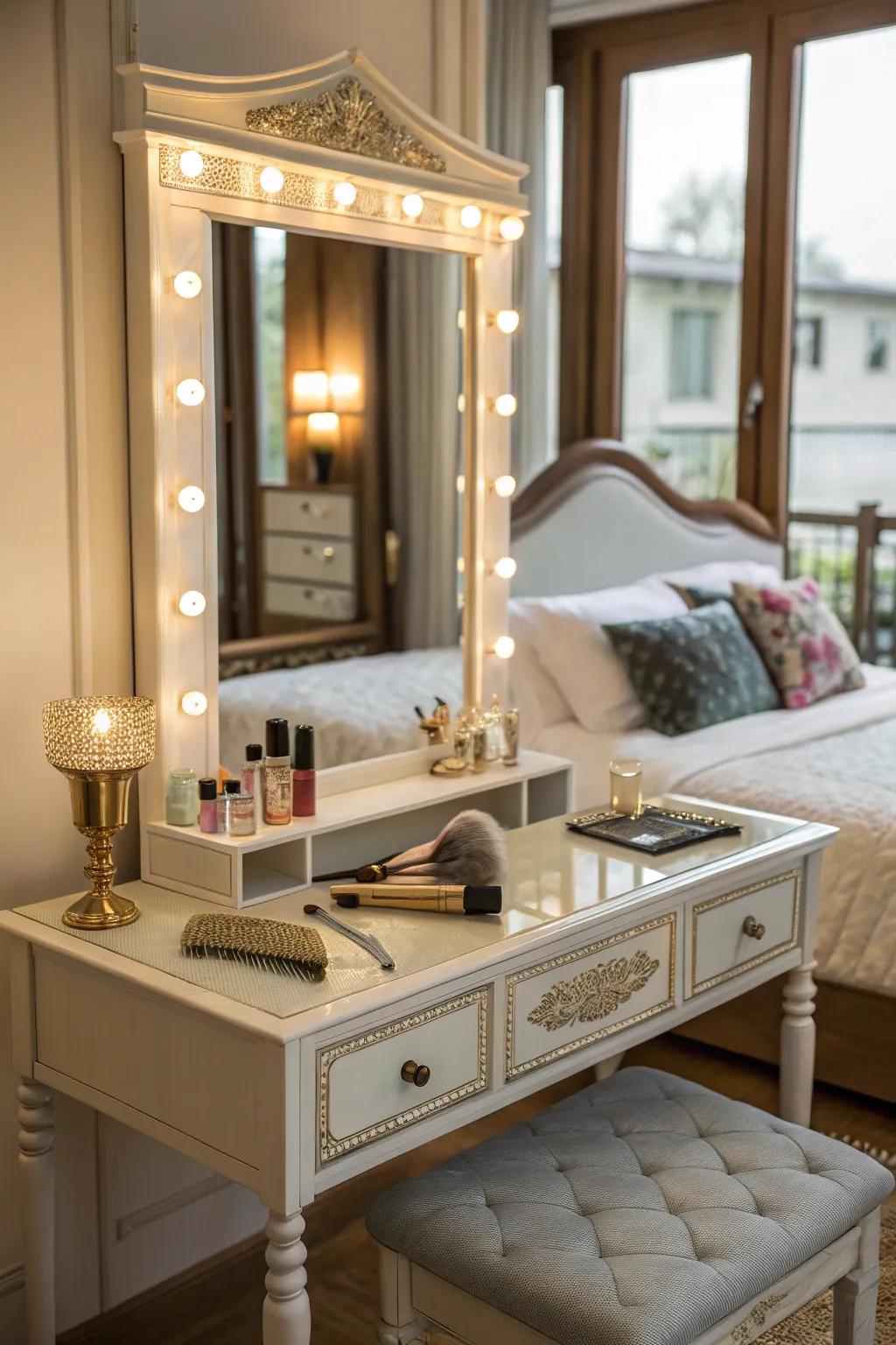 Enhance your bedroom with a touch of vanity.