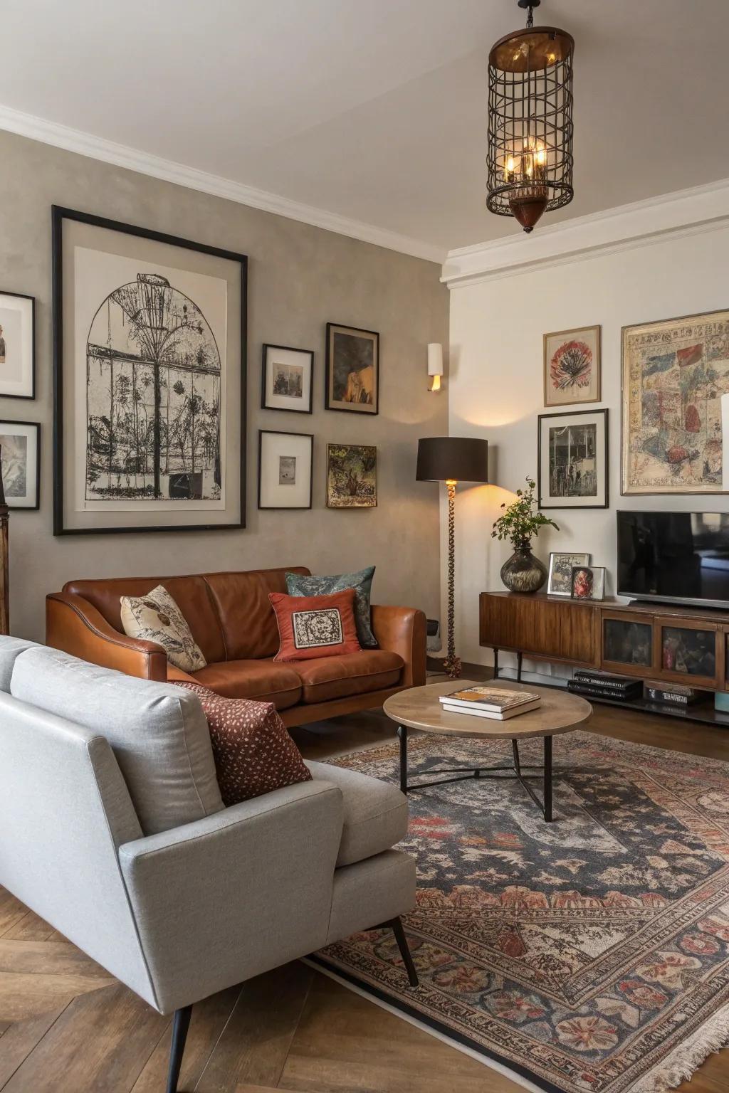 A varied mix of modern and timeless decor introduces personal flair.