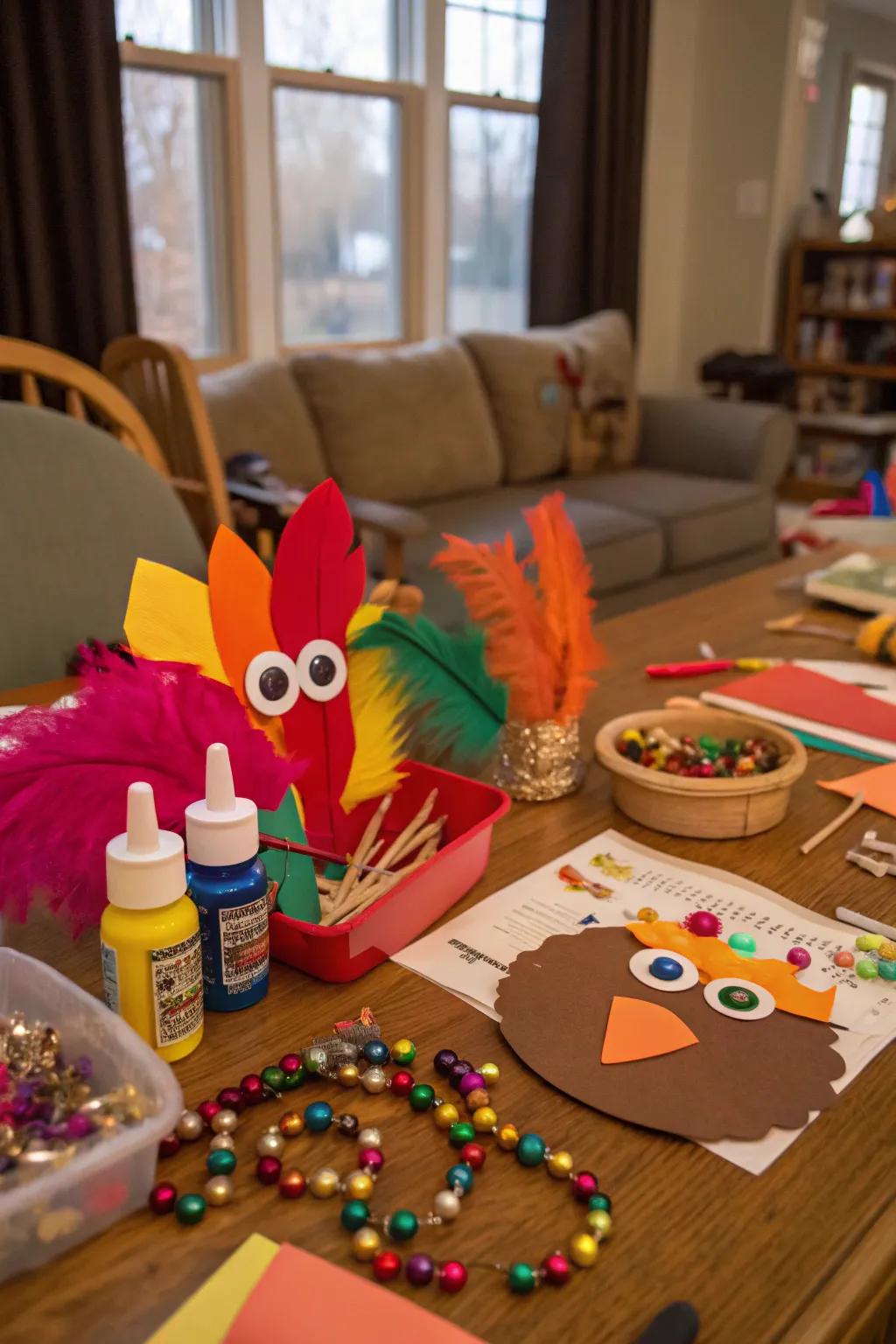 Handmade Thanksgiving tree decorations adding festive charm to home decor.