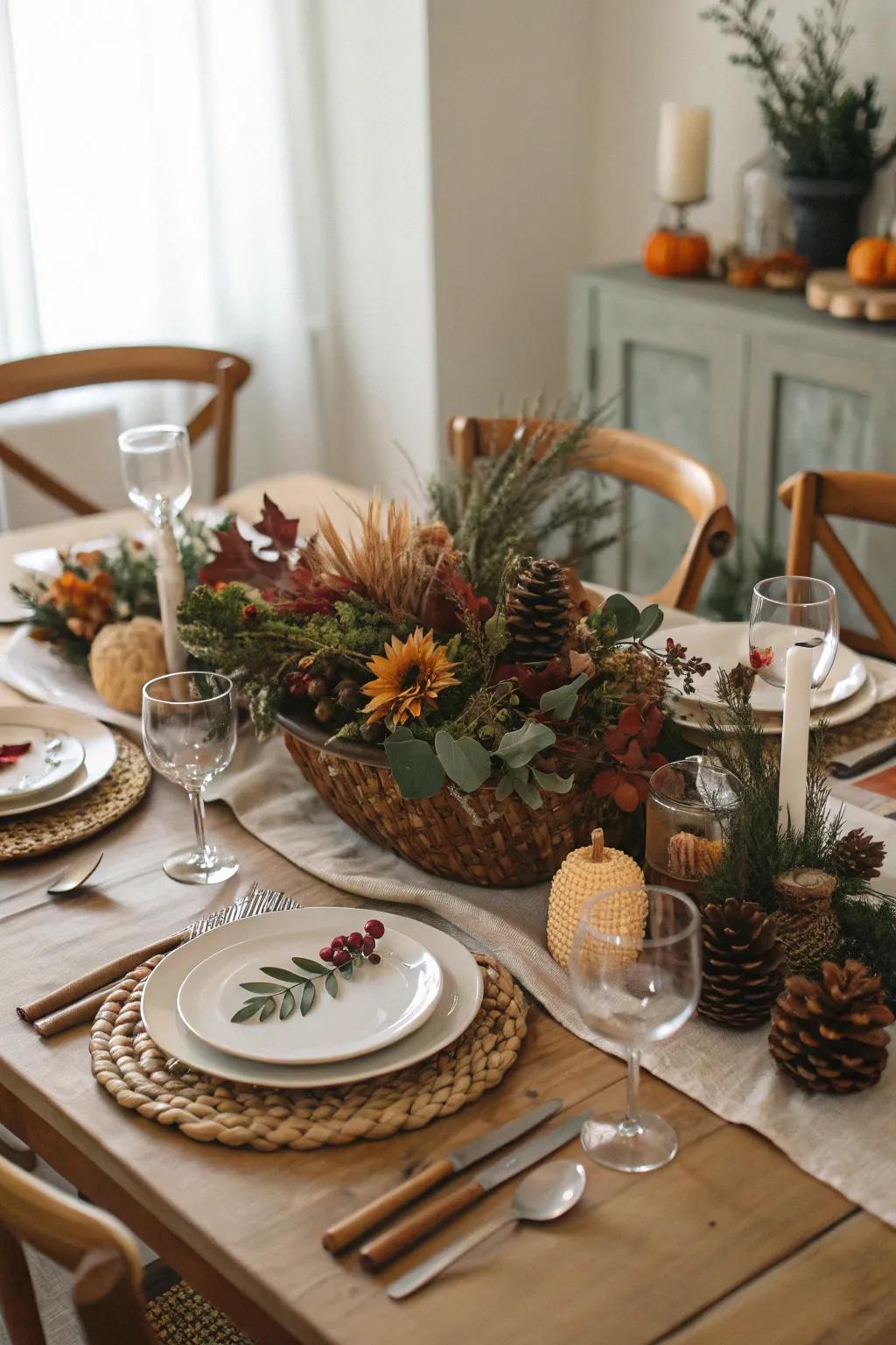 A DIY centerpiece introduces a unique flair to your Thanksgiving table.
