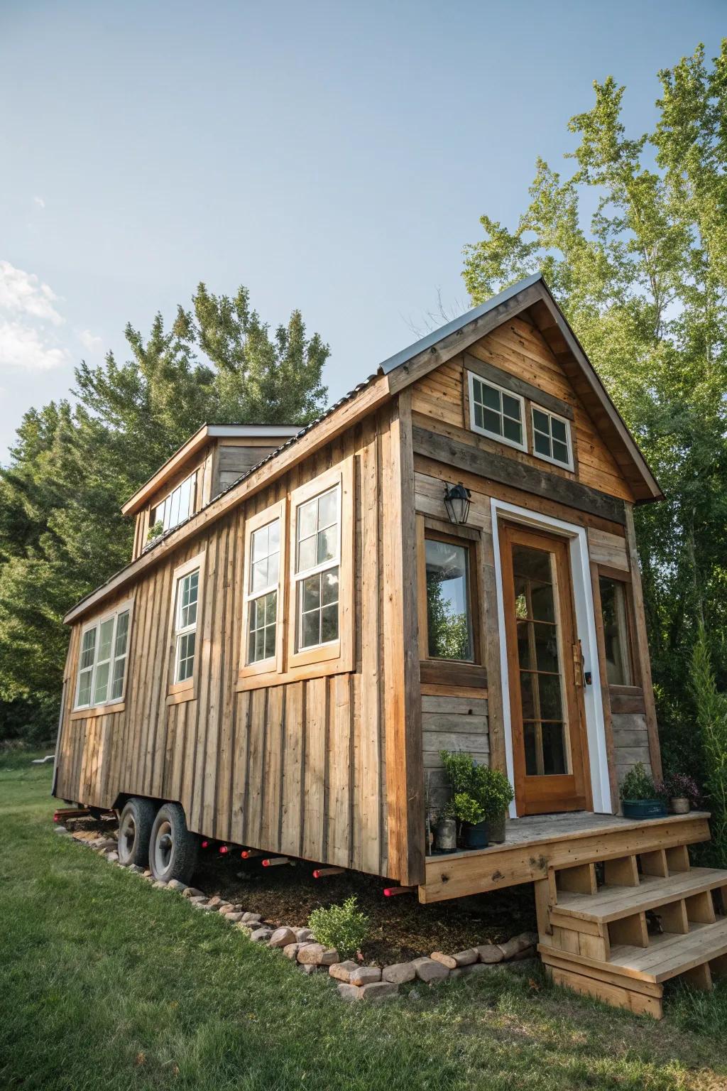Reclaimed lumber enclosures append warmth and singularity to windows.