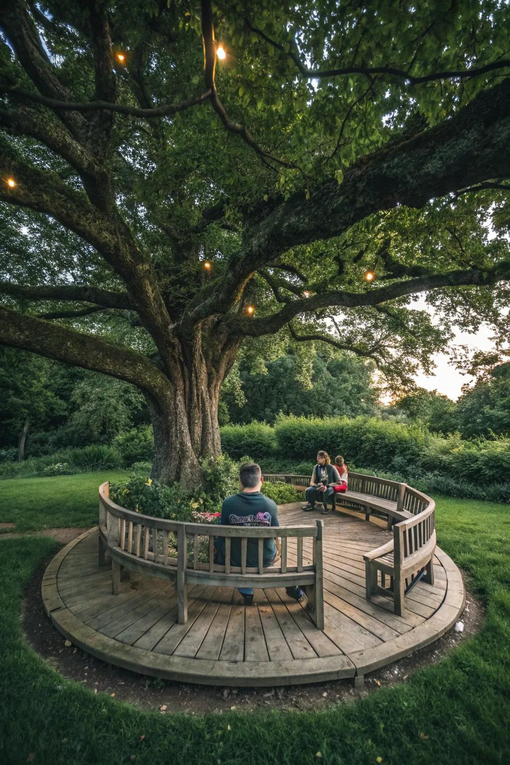 Curved seating proffers singular and snug seating avenues.