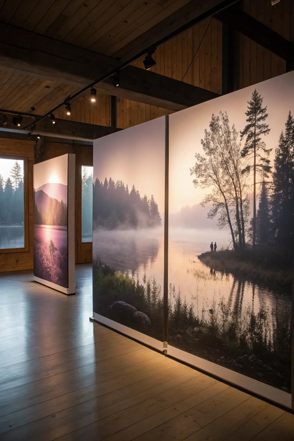 Dreamy heavenly scenery in a tranquil triptych.