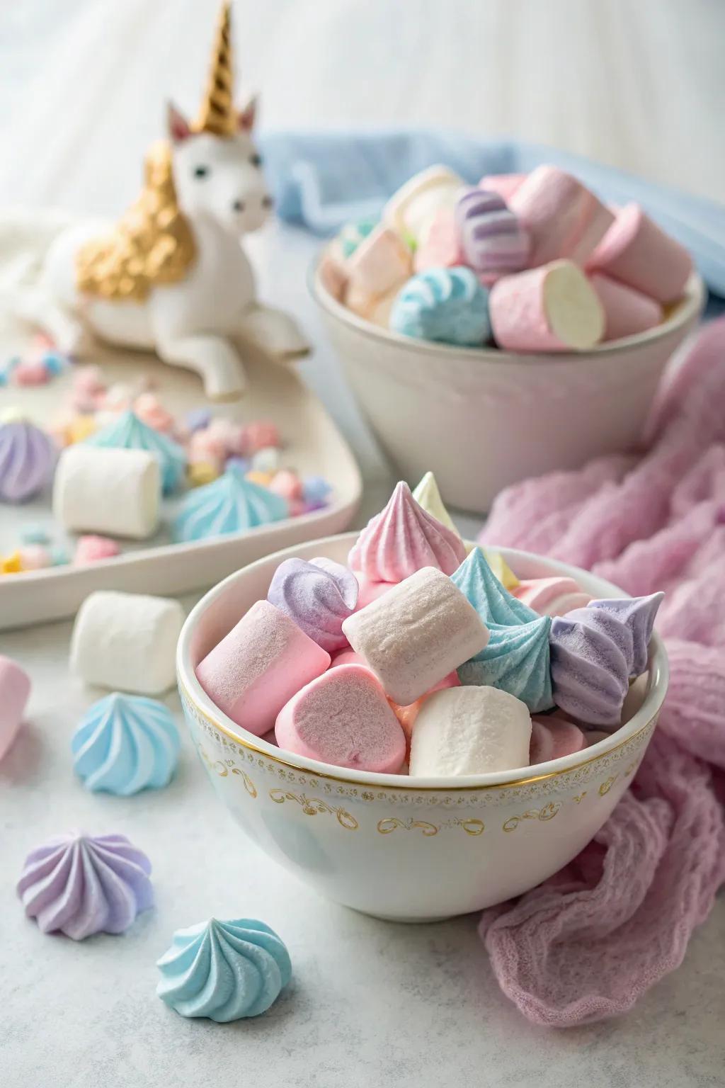 Sweet and fluffy unicorn soft confections for a magical treat.