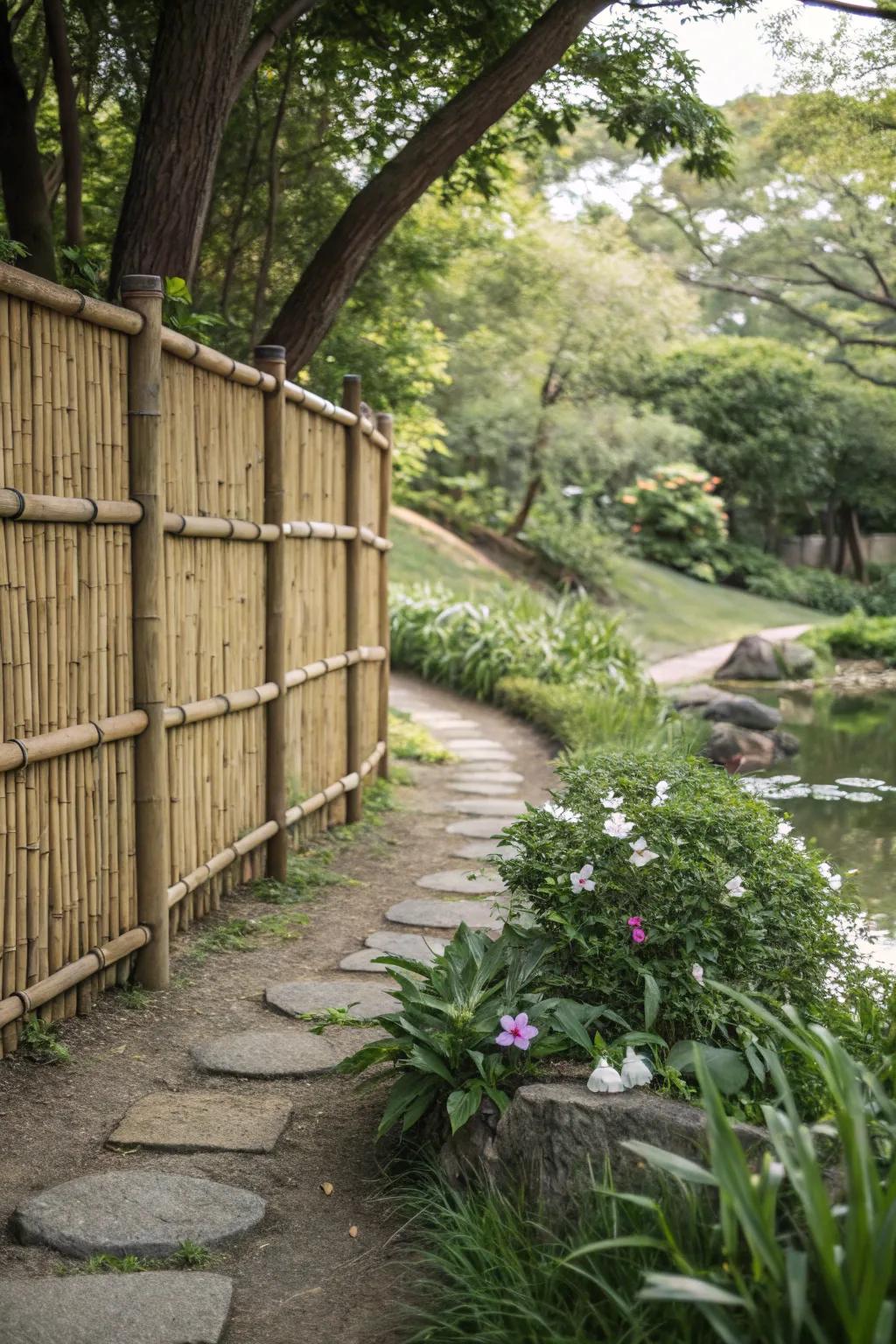 Bamboo fences offer sustainability and style.