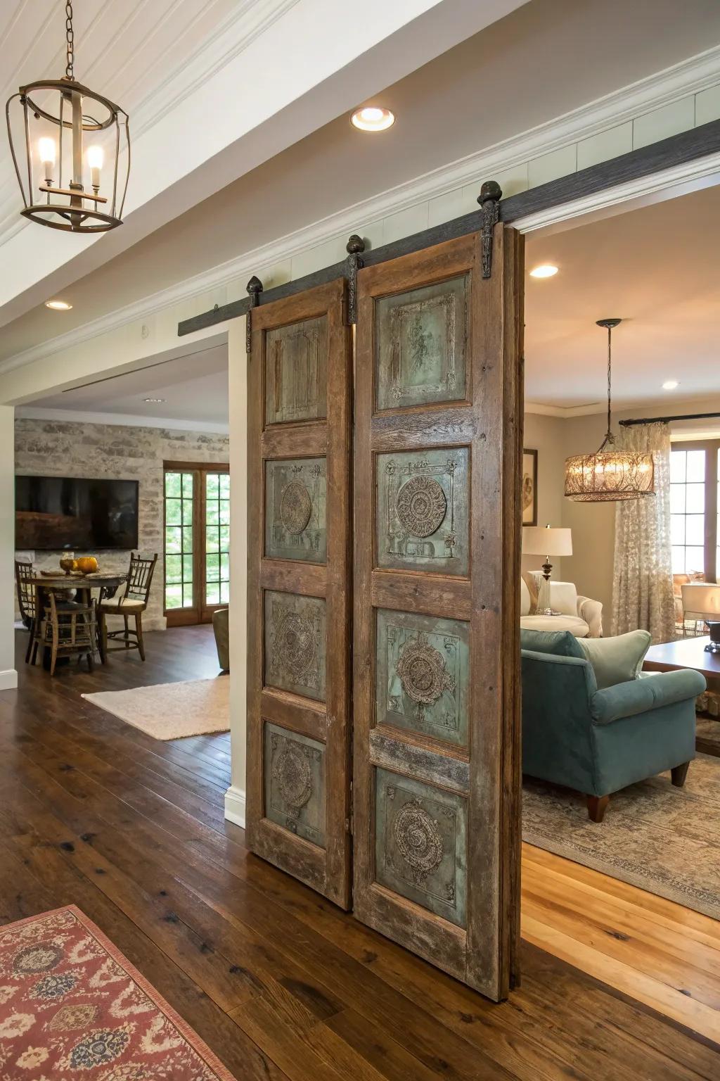 A divider made from repurposed pieces for a unique design.