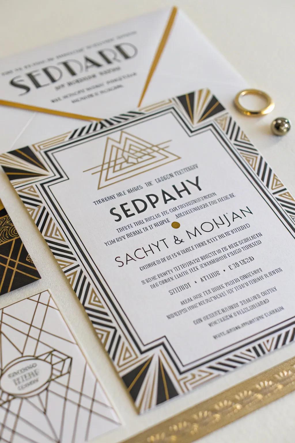 Art deco designs evoke a sense of glamour and sophistication.