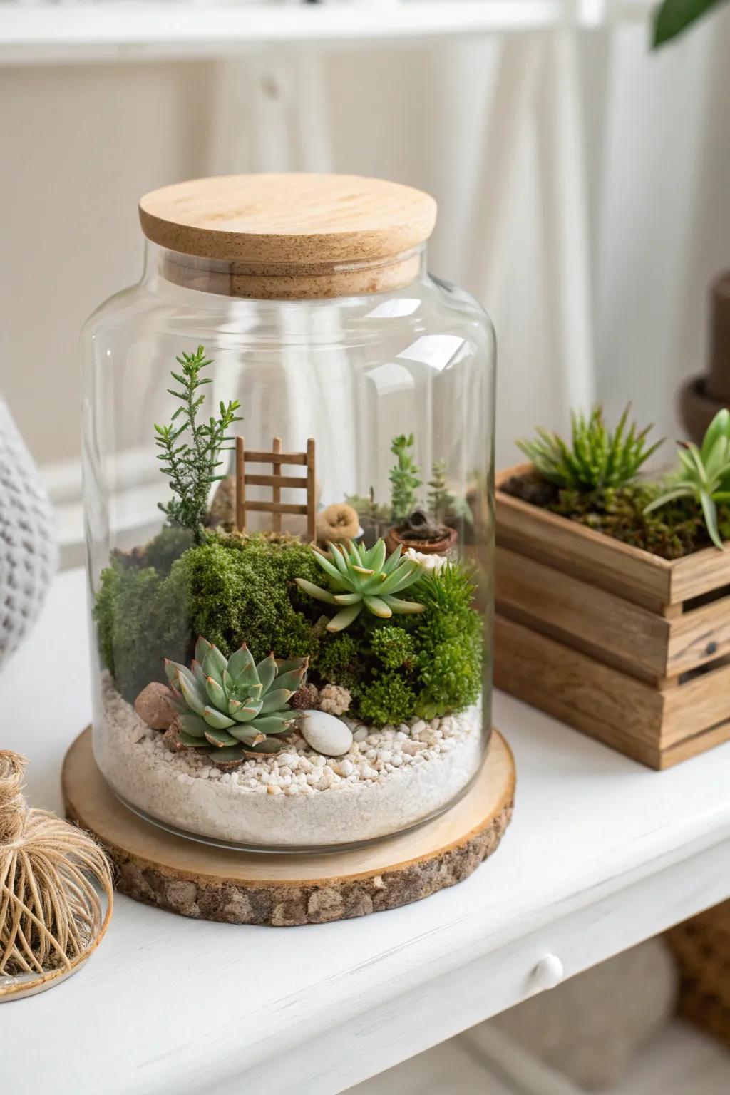 Introduce nature indoors through a captivating miniature garden container&mdash;impeccable for incorporating a serene element into your Valentine's aesthetic.