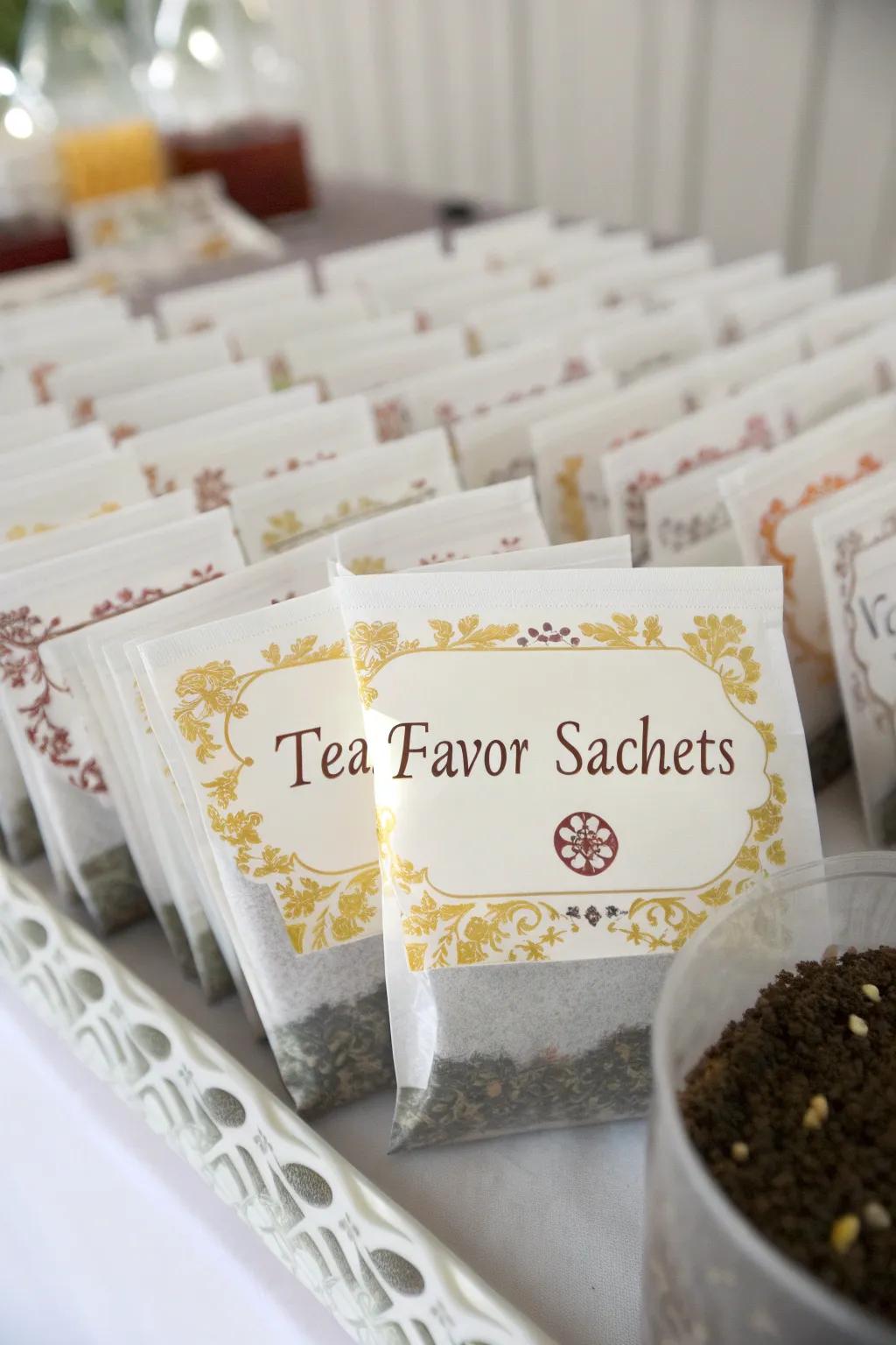 Thoughtful personalized infusion tokens for attendees to take homeward.