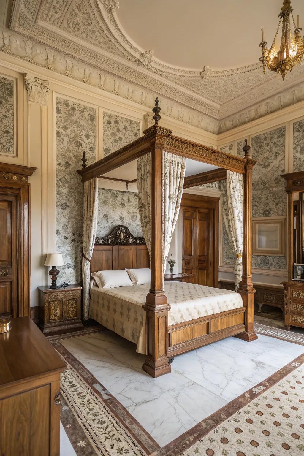 Unprocessed materials like wood and marble add genuineness to Victorian design.