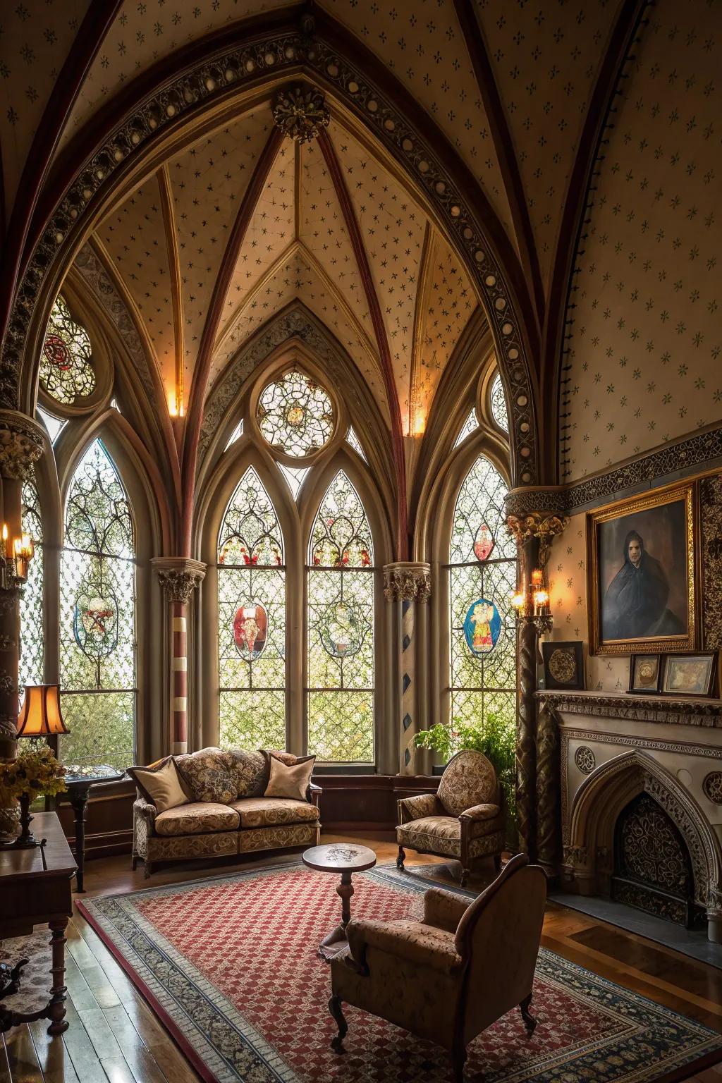 Gothic structural elements offer dramatic flair.