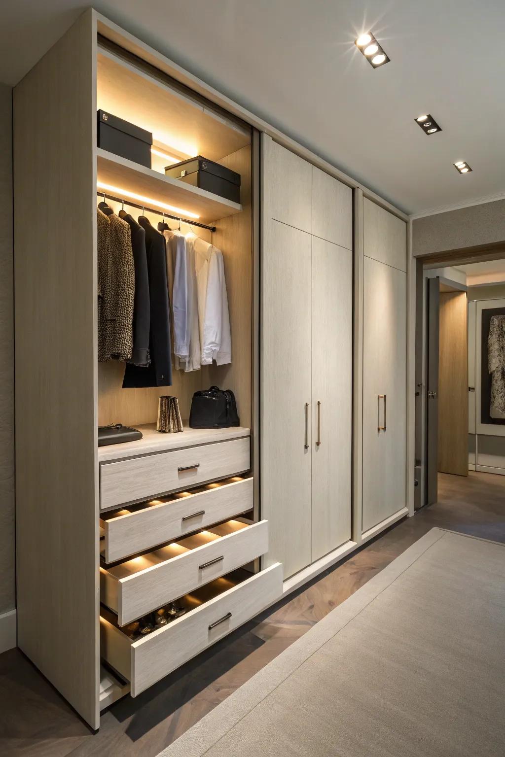 Hidden drawers infuse astonishment and storage.
