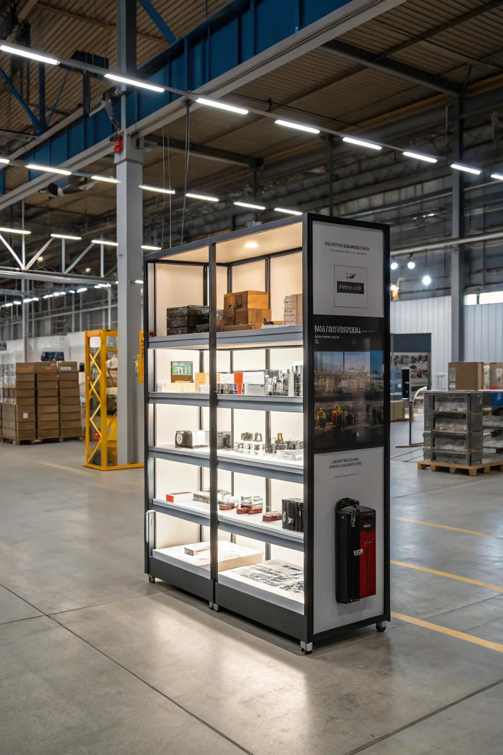 Showcase racks turn storage areas into eye-catching displays.