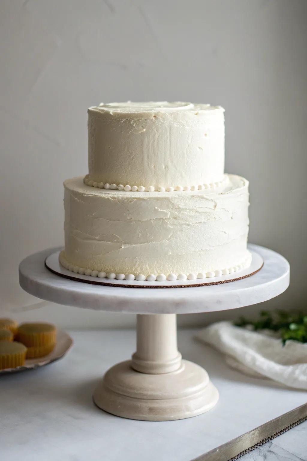 A stylish and simple wedding cake display with minimalist elegance.