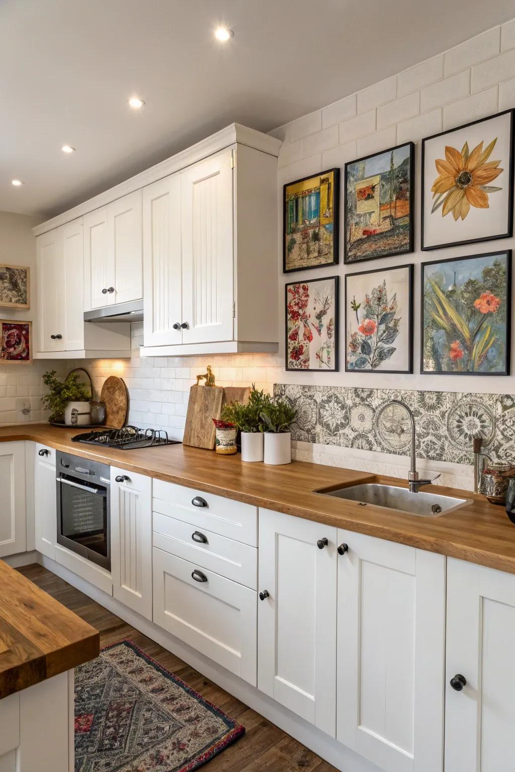 Artistic flair bringing a personal touch to this kitchen.