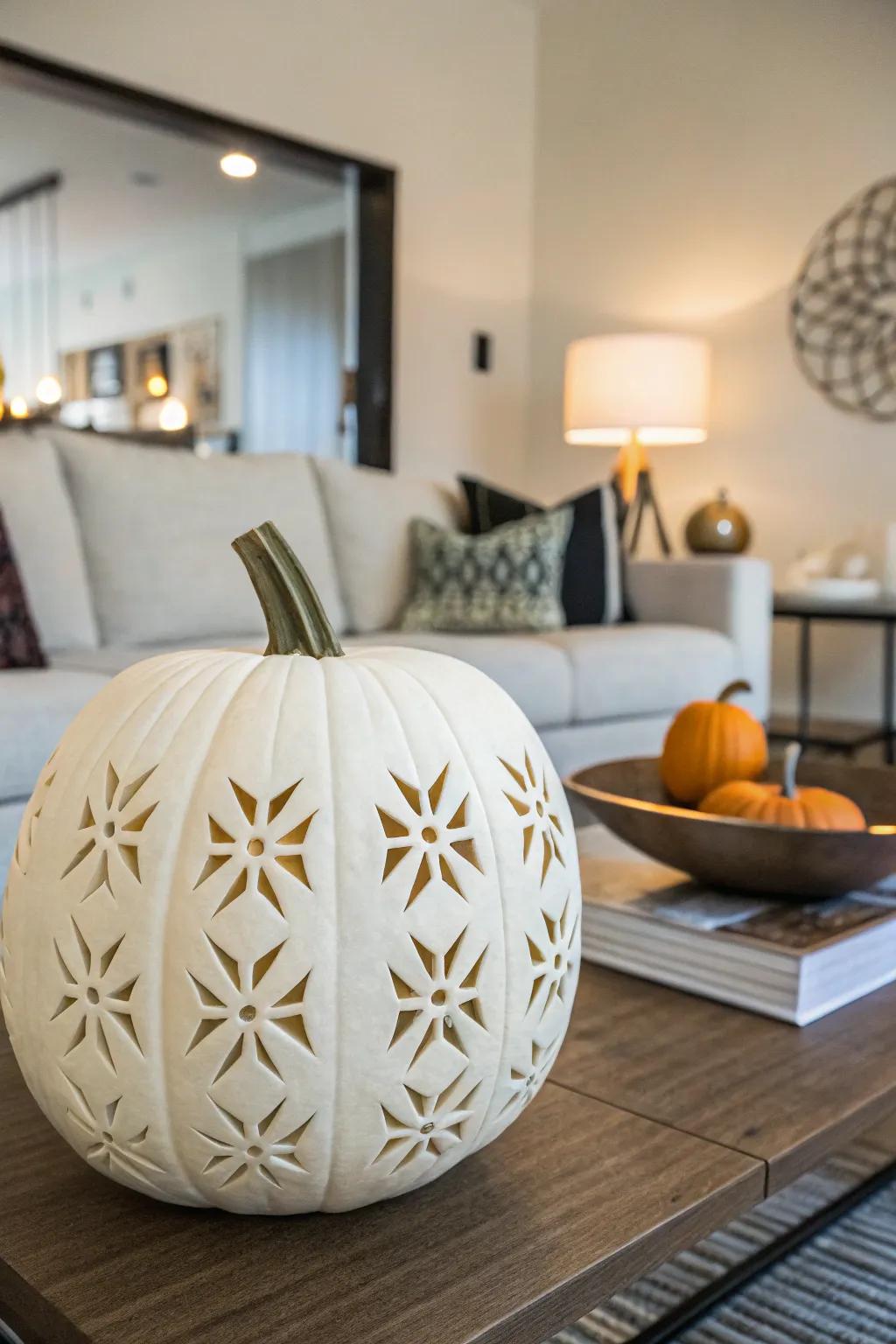 A modern twist on pumpkin sculpting with shaped compositions.