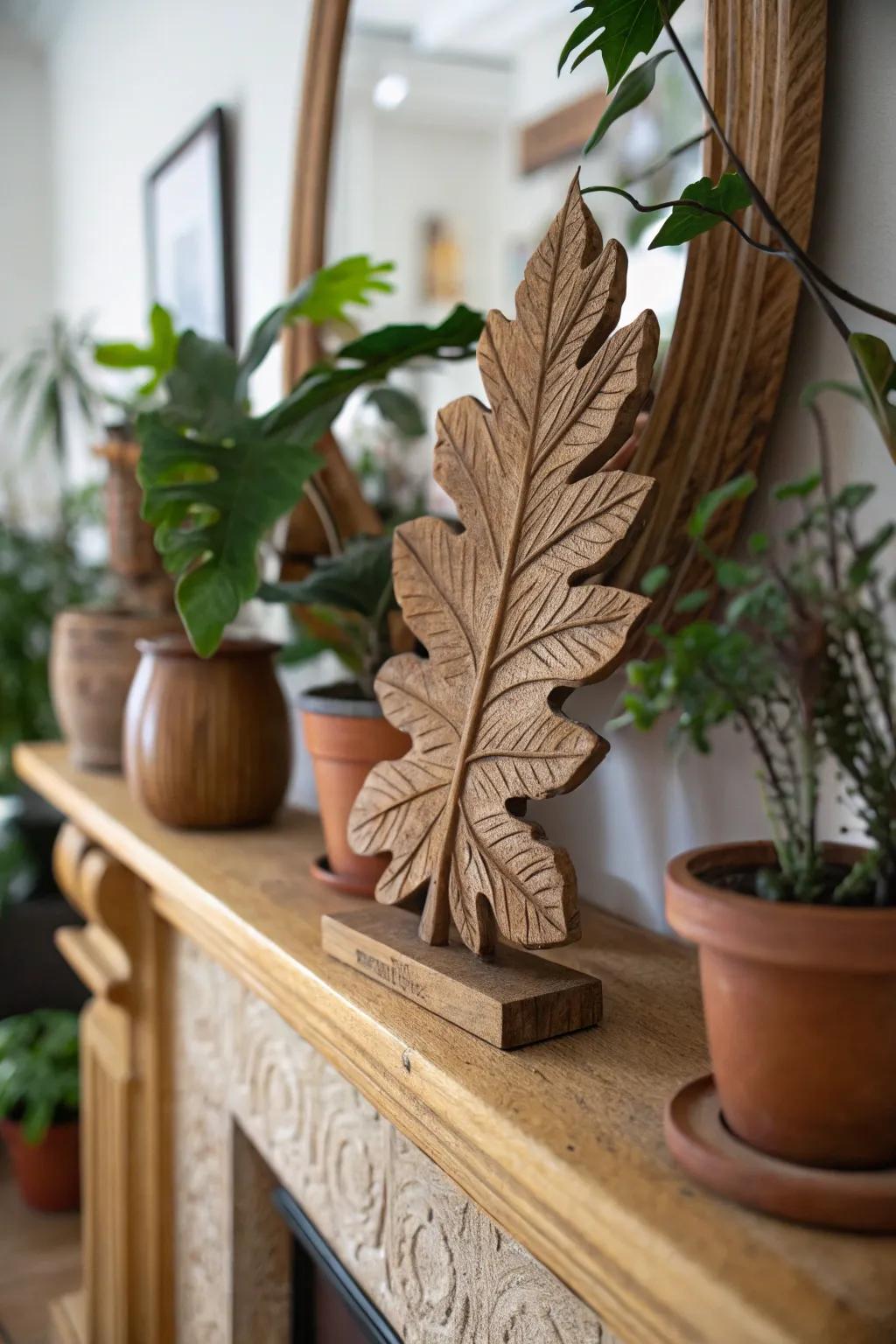 Bring a hint of nature indoors with timber foliage sculptures.