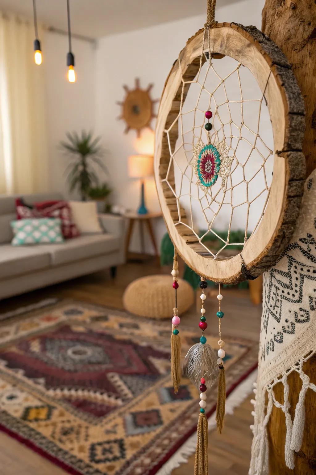 Free-spirited dream catcher wreath produced for a liberated attraction.