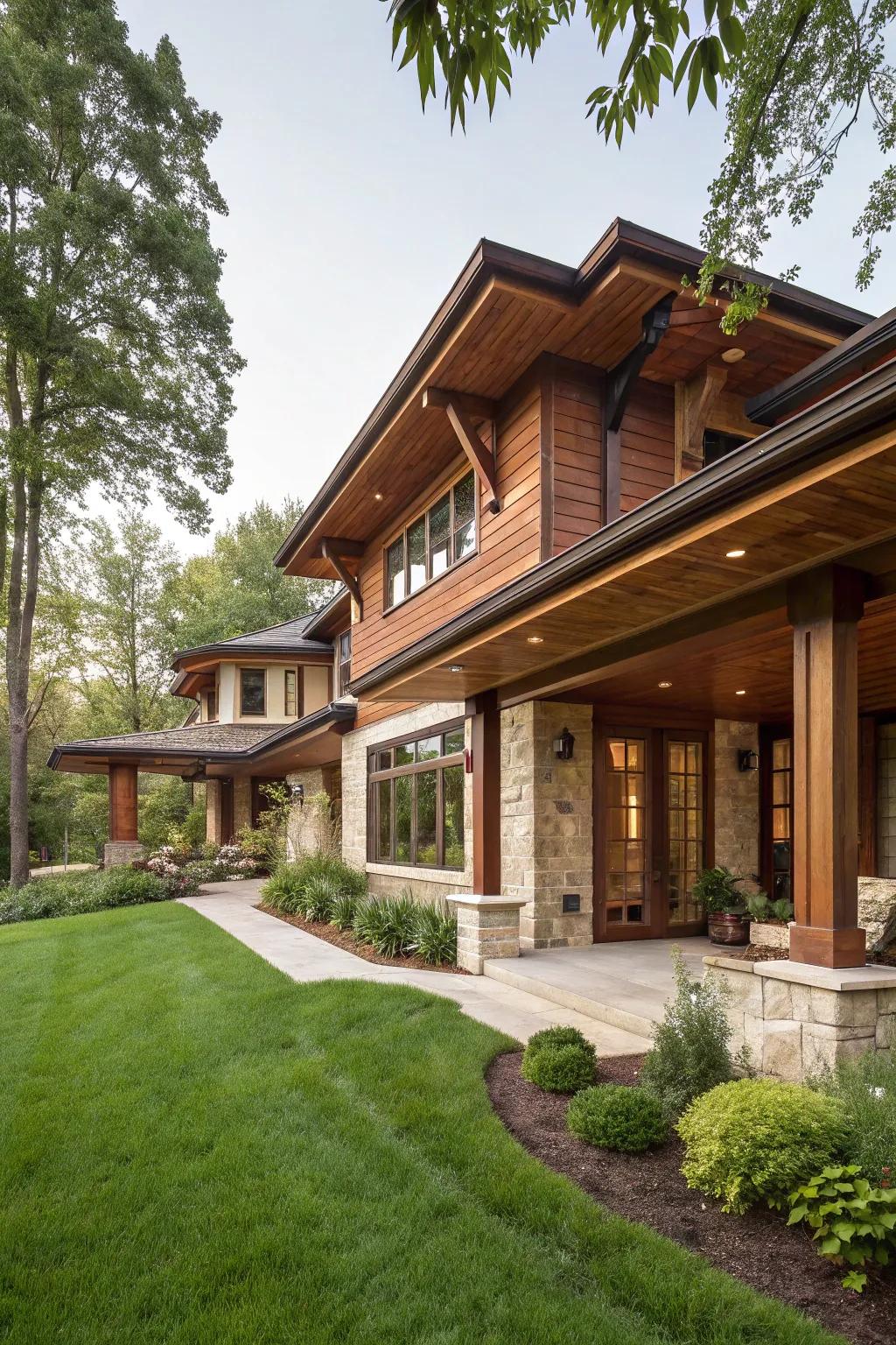 Mahogany timber soffits exude luxury and timelessness.