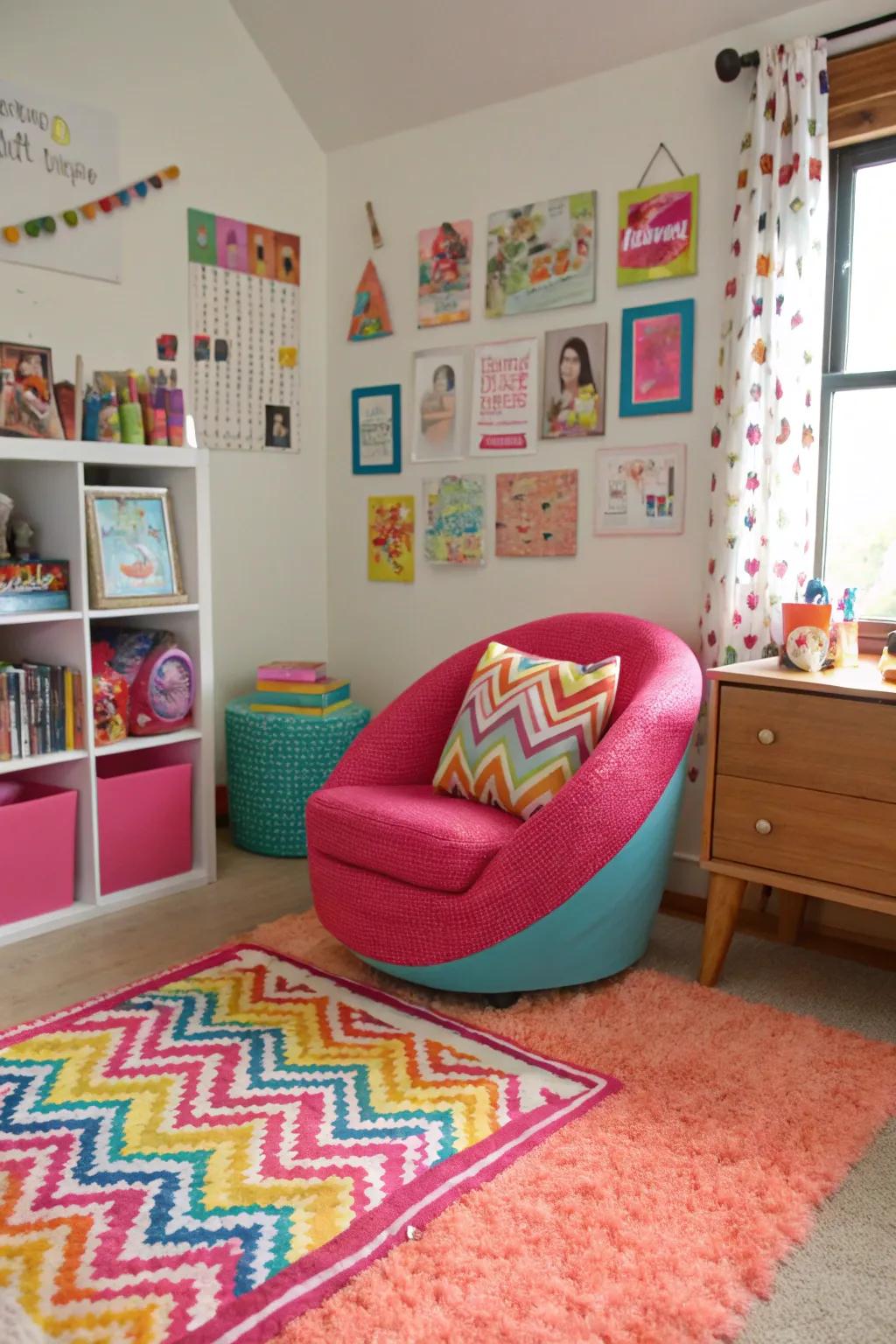 A burst of shade imparts vibrance and energy to the space.