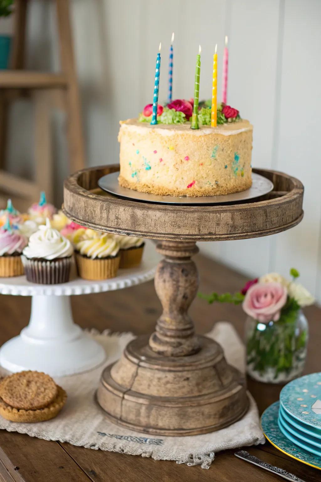 Showcase your pastry using a creatively crafted platform.