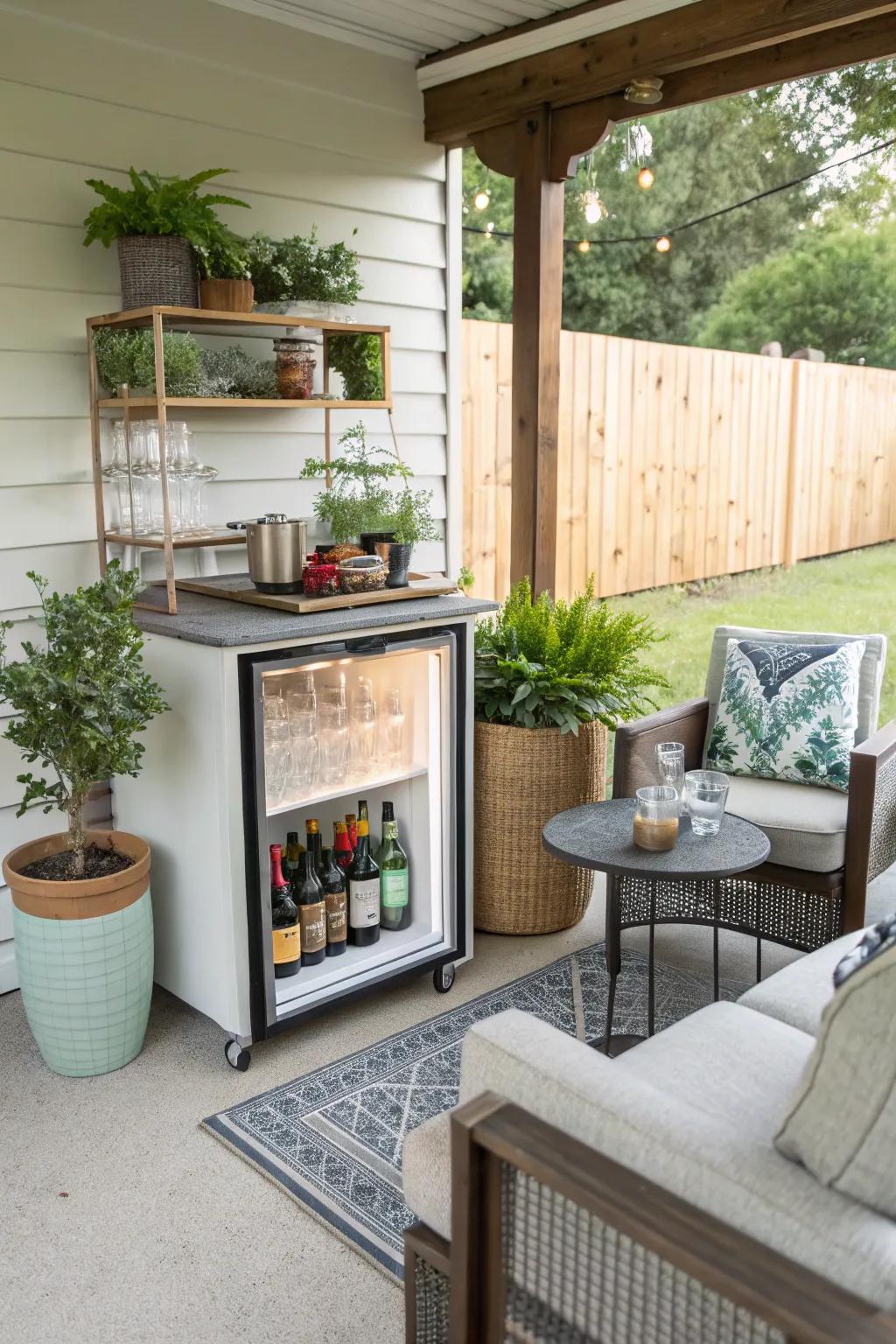 A small bar for stylish and convenient entertaining.