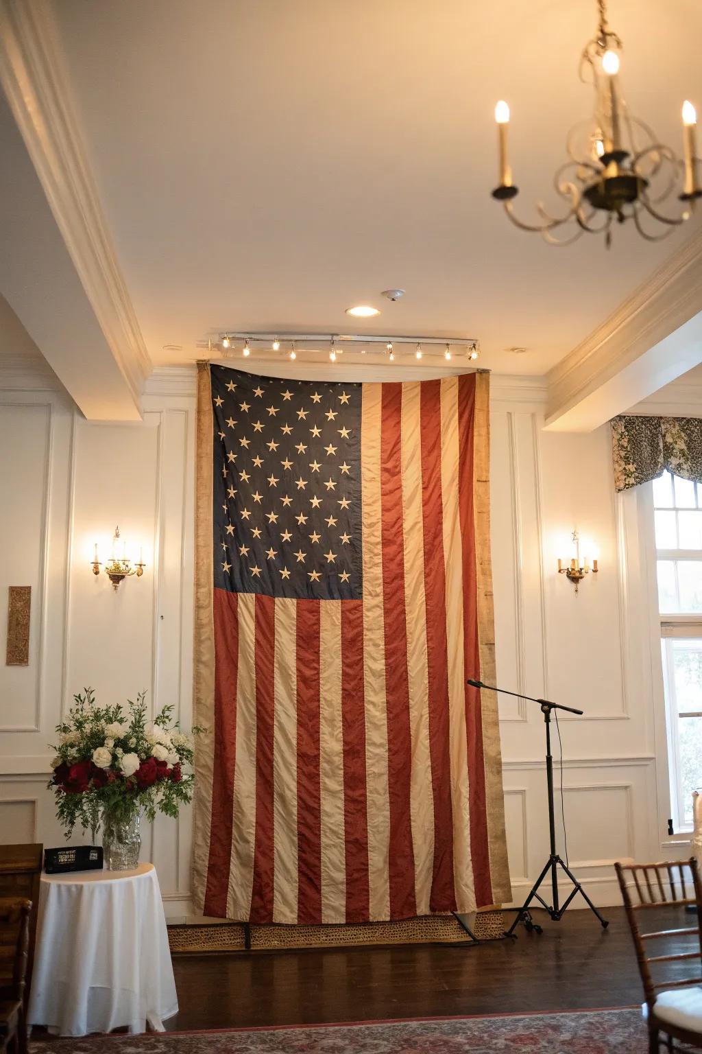 A classic flag adds charm to your patriotic decor.