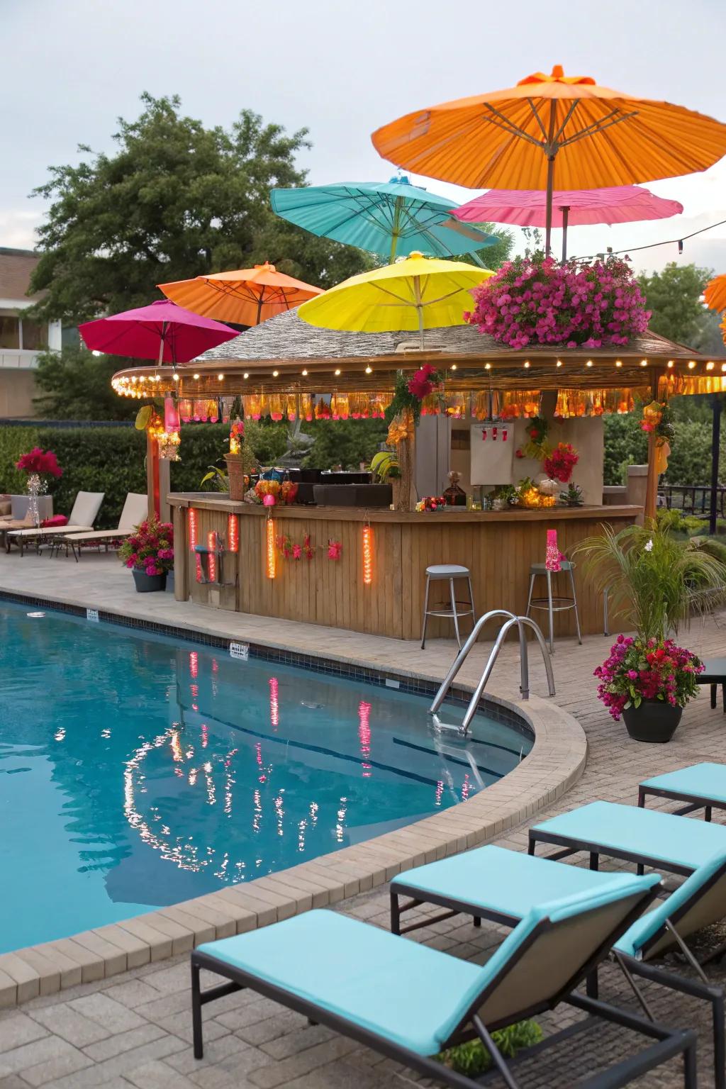 Your poolside bar will always feel new and welcoming with seasonal decor updates.