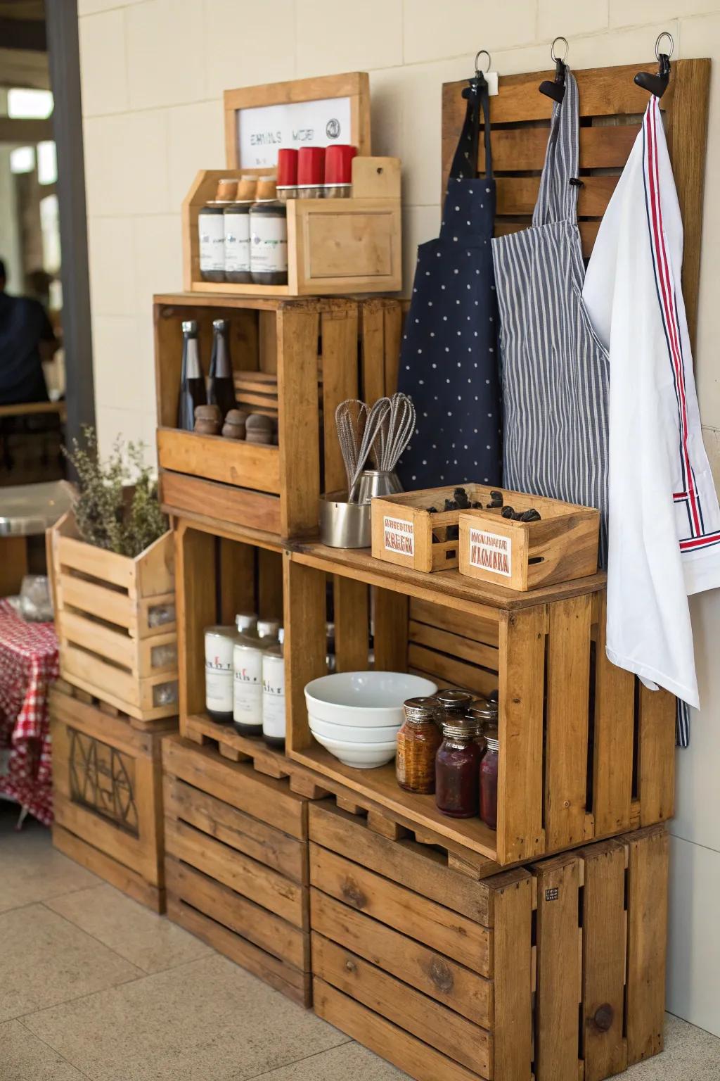 Countryside containers offer an organic element to apron presentations.