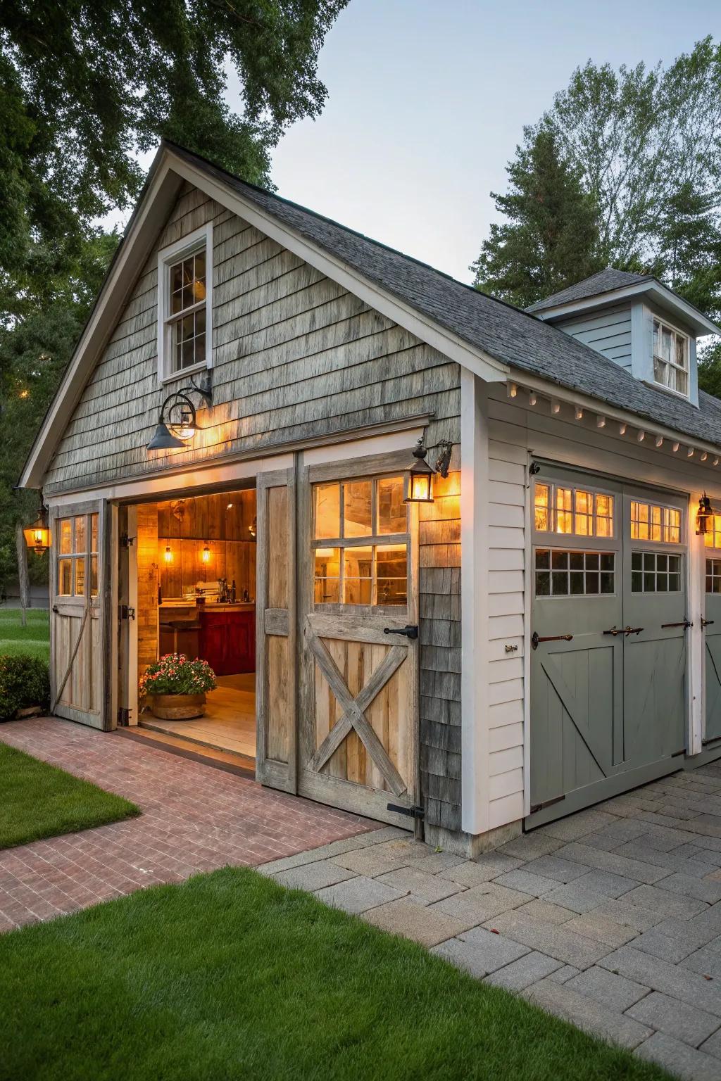 A classic-inspired garage that combines retro appeal with modern functionality.