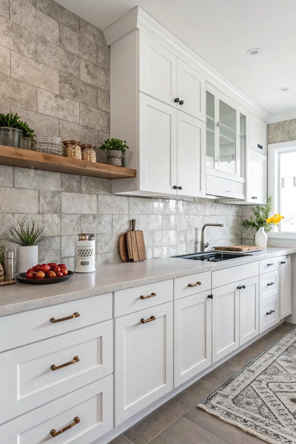 Concrete tiles offer a modern, urban vibe.