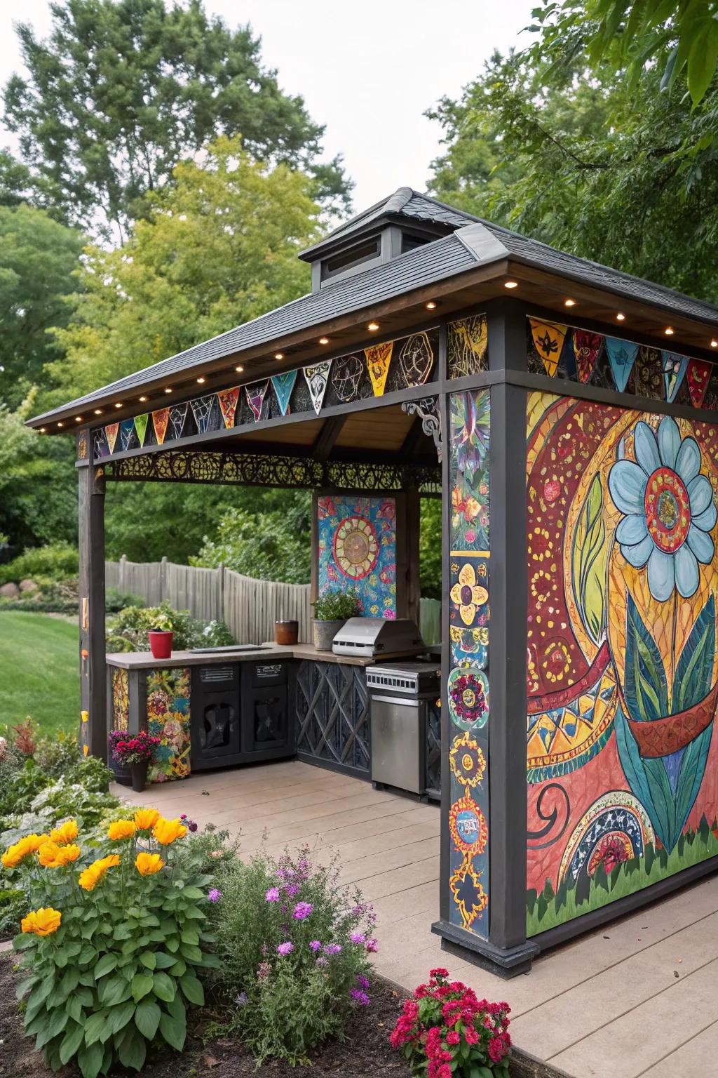 A creative masterpiece: art-inspired grilling station.