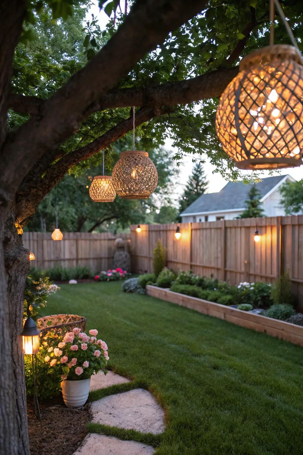 Wicker lamps bring texture and warmth to your outdoor decor.