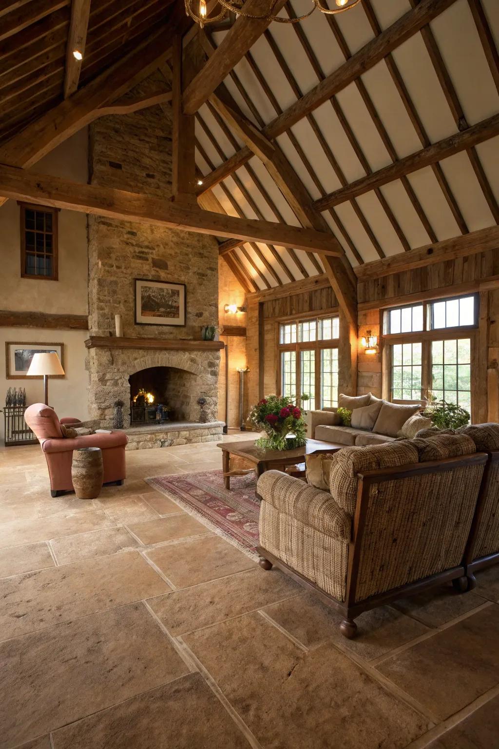 Tamped earth floors provide natural insulation and warmth.