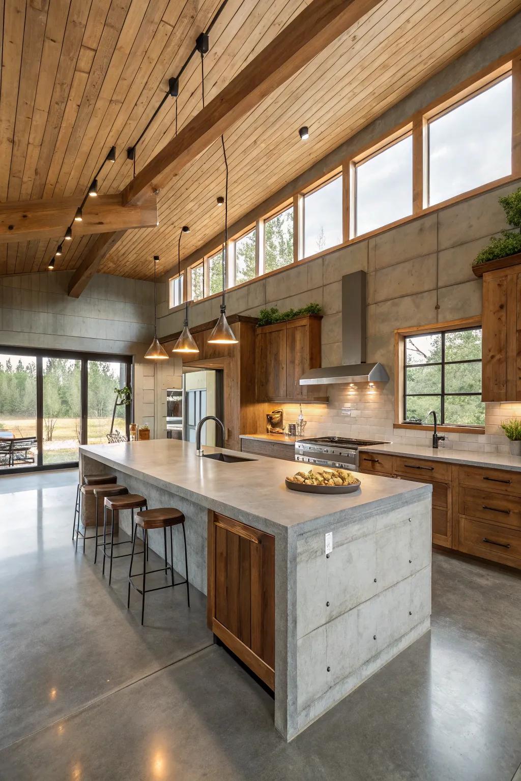 Concrete and timber together for a modern, warm vibe.