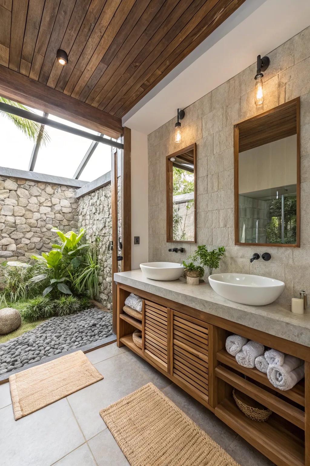 A bathroom that embraces eco-conscious features, combining sustainability with style.