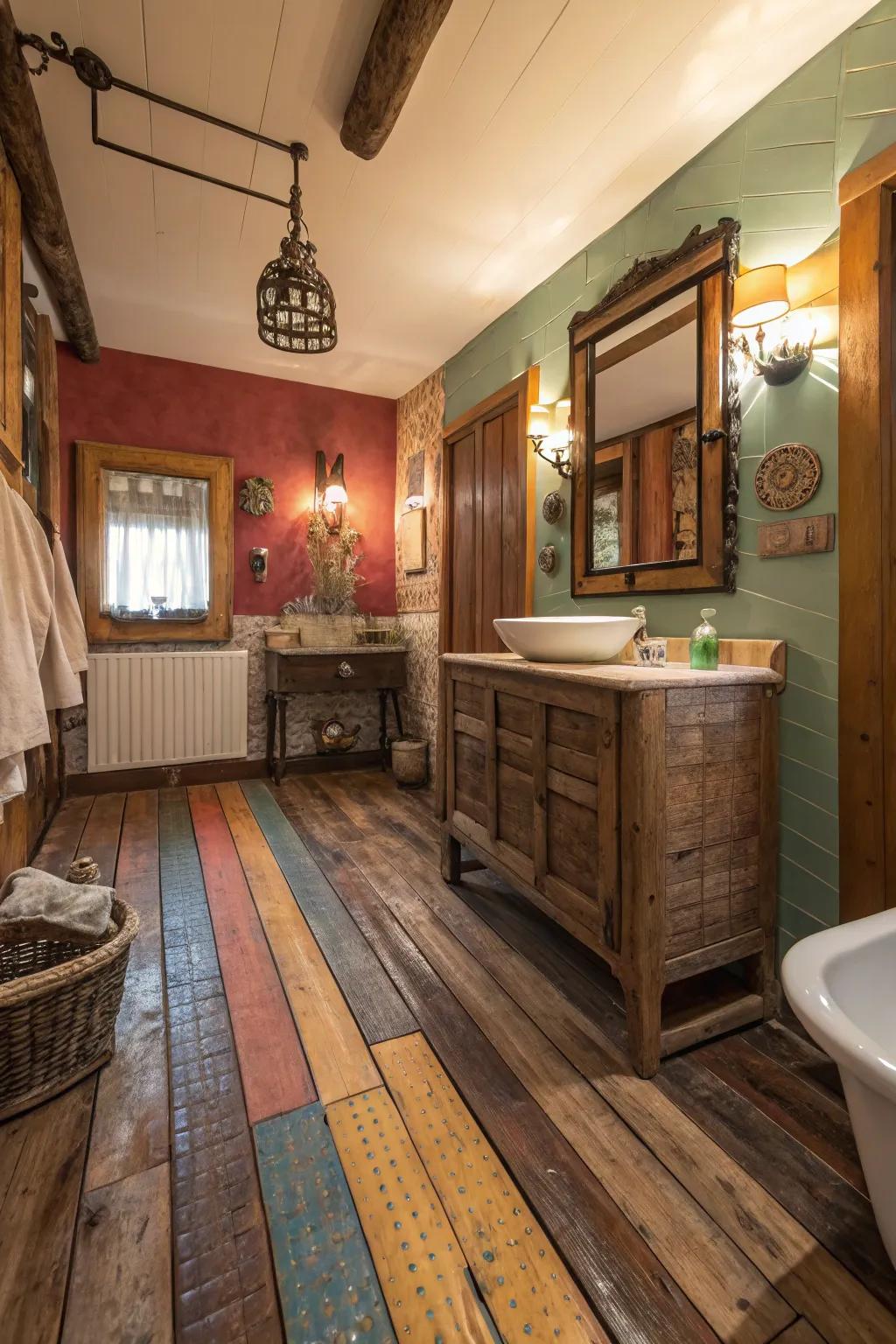 Incorporate charm with tinted wood ground.