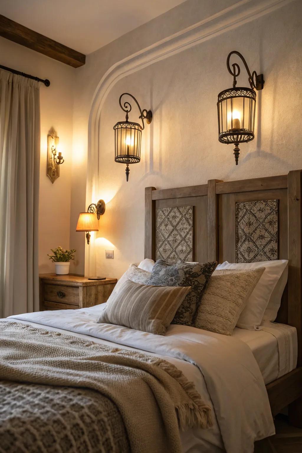 Diffused sconces offer a relaxing, ambient glow.