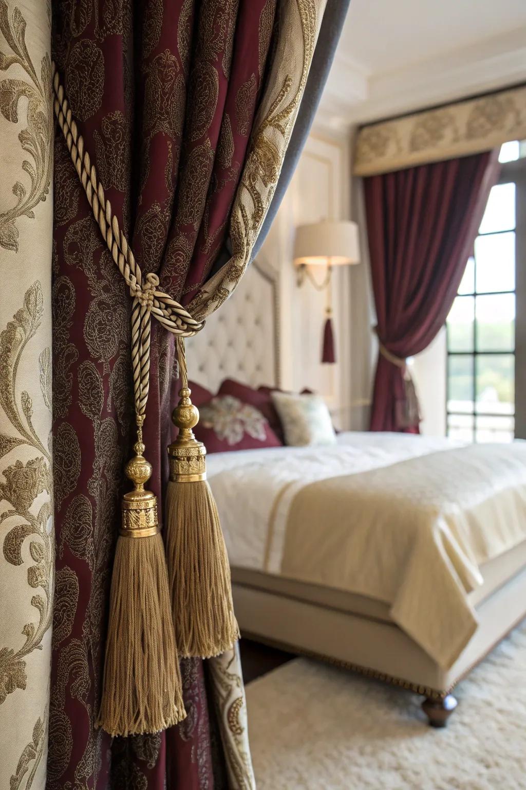 Adornment details elevate your drapes with a lavish touch.
