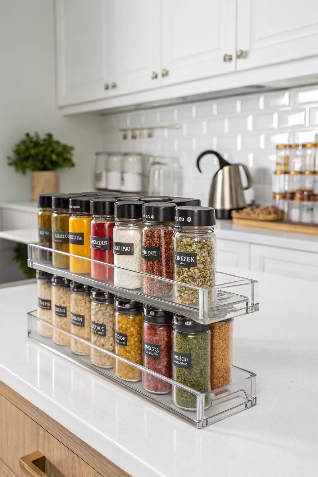 Sleek and contemporary acrylic spice racks.