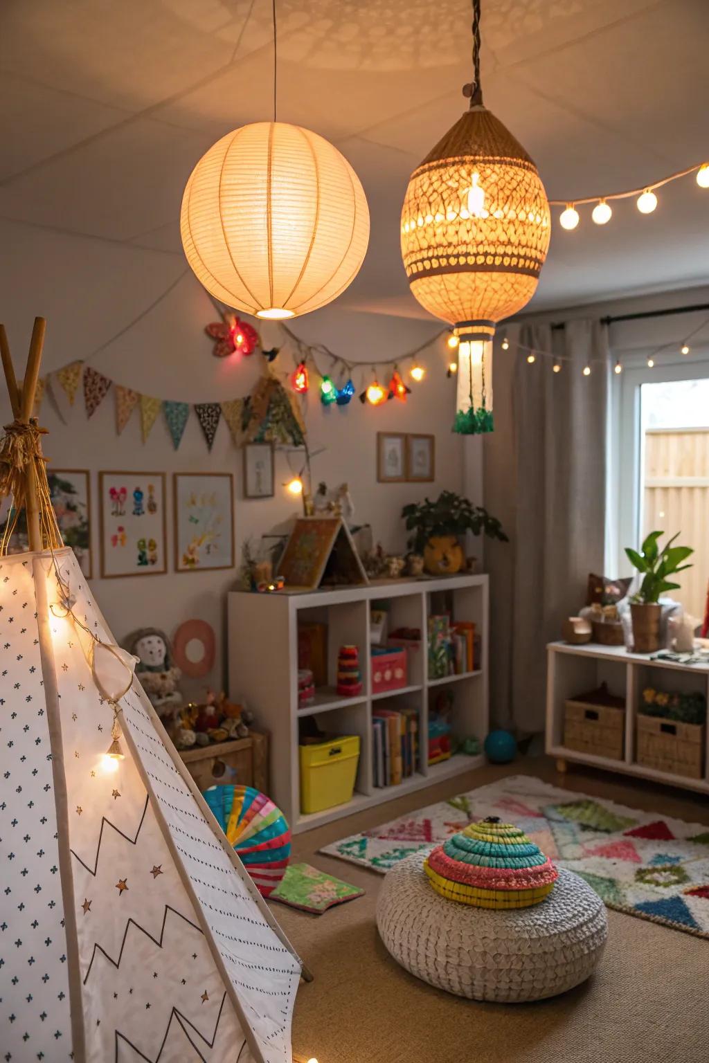 Illuminate the playroom with unique and varied lighting options.