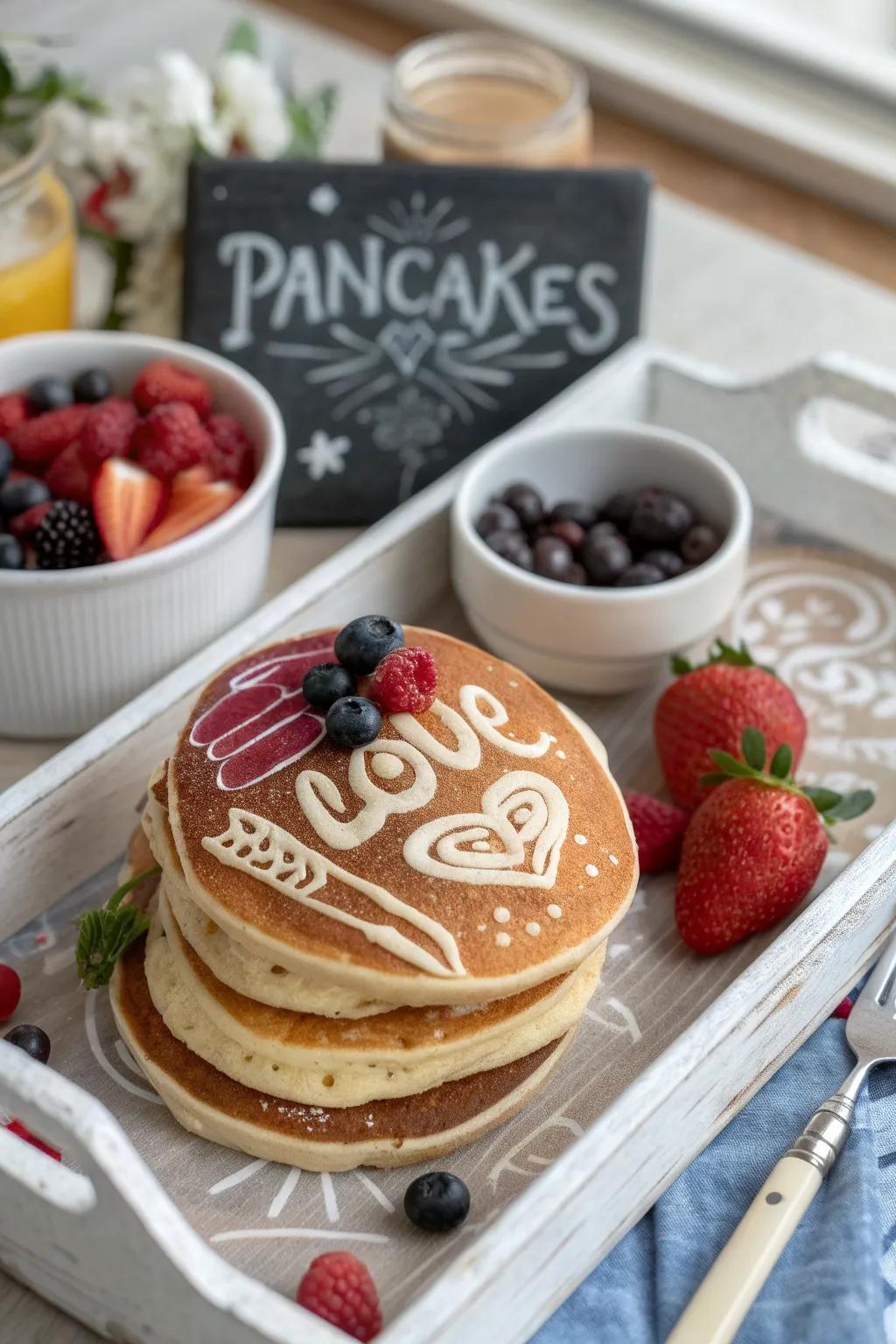 Flat bread creation contributes a playful touch to breakfast.